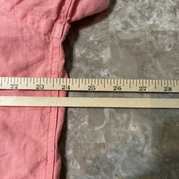 Vilebrequin Shirt Mens XL Pink 100% Linen Long Sleeve Button Beach Preppy - Picture 8 of 12